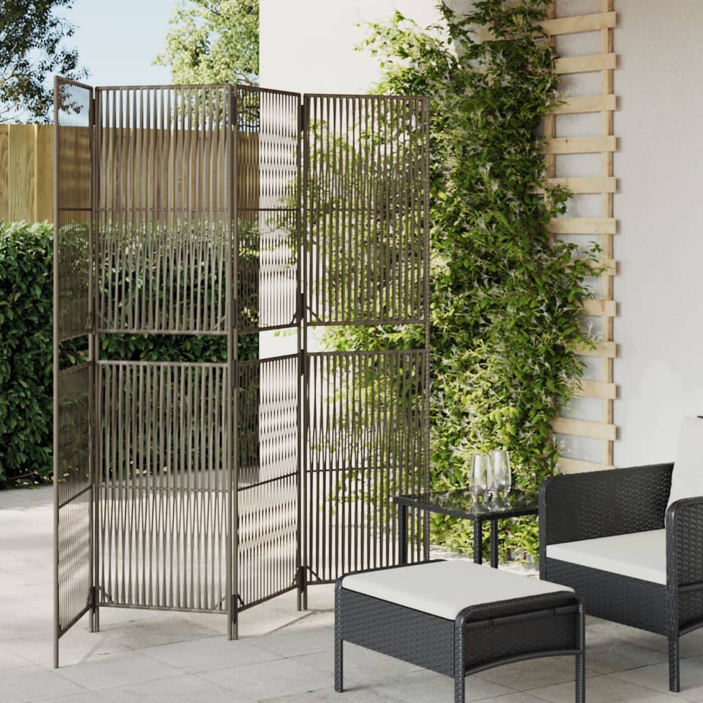 Rumdeler 6 Paneler Polyrattan Grå