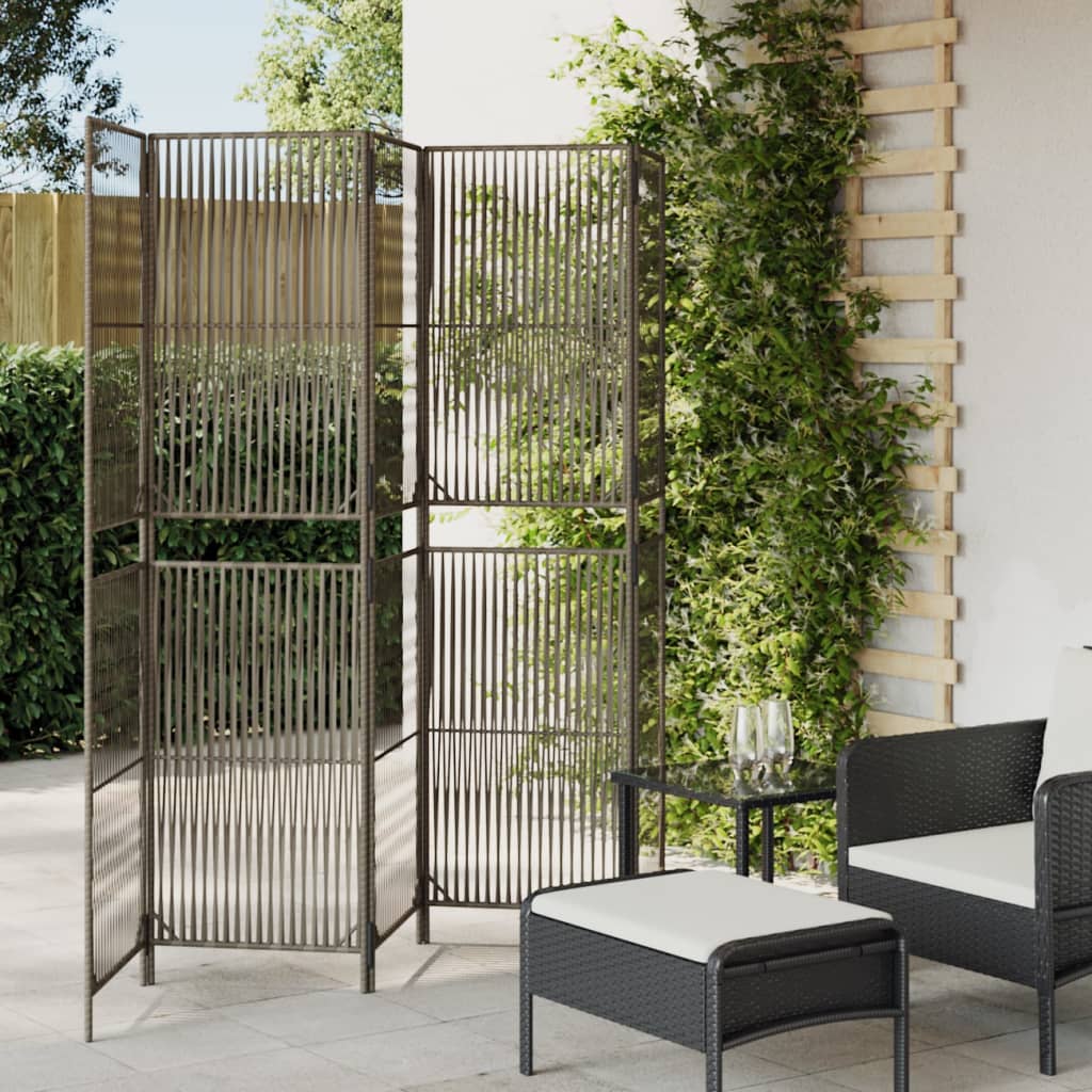 Rumdeler 6 Paneler Polyrattan Grå
