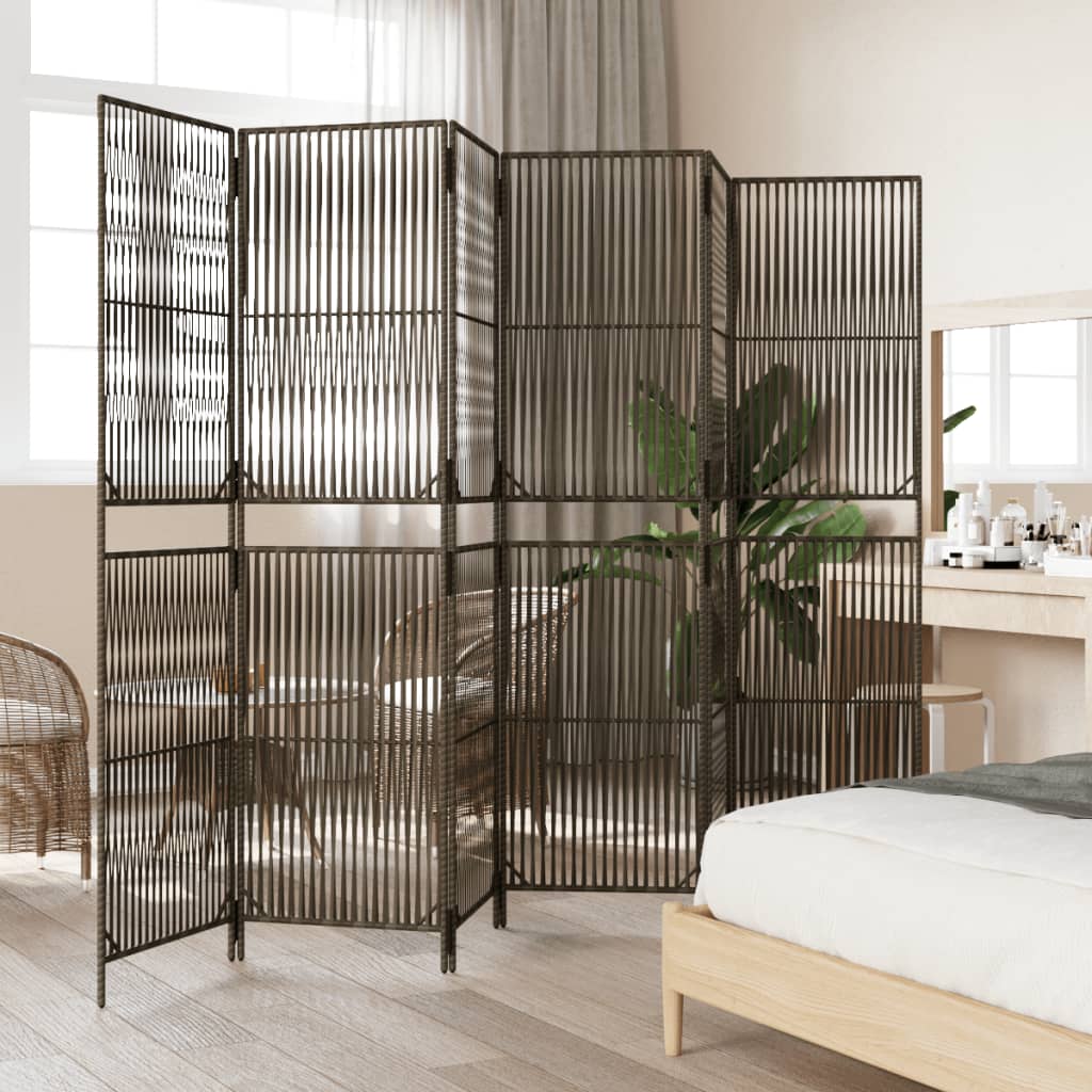 Rumdeler 6 Paneler Polyrattan Grå