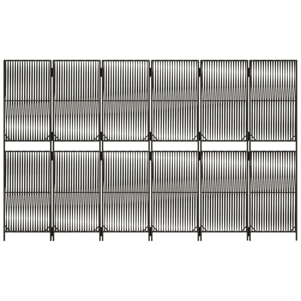 Rumdeler 6 Paneler Polyrattan Grå
