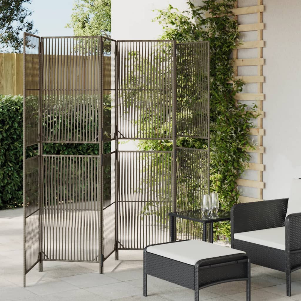 Rumdeler 6 Paneler Polyrattan Grå
