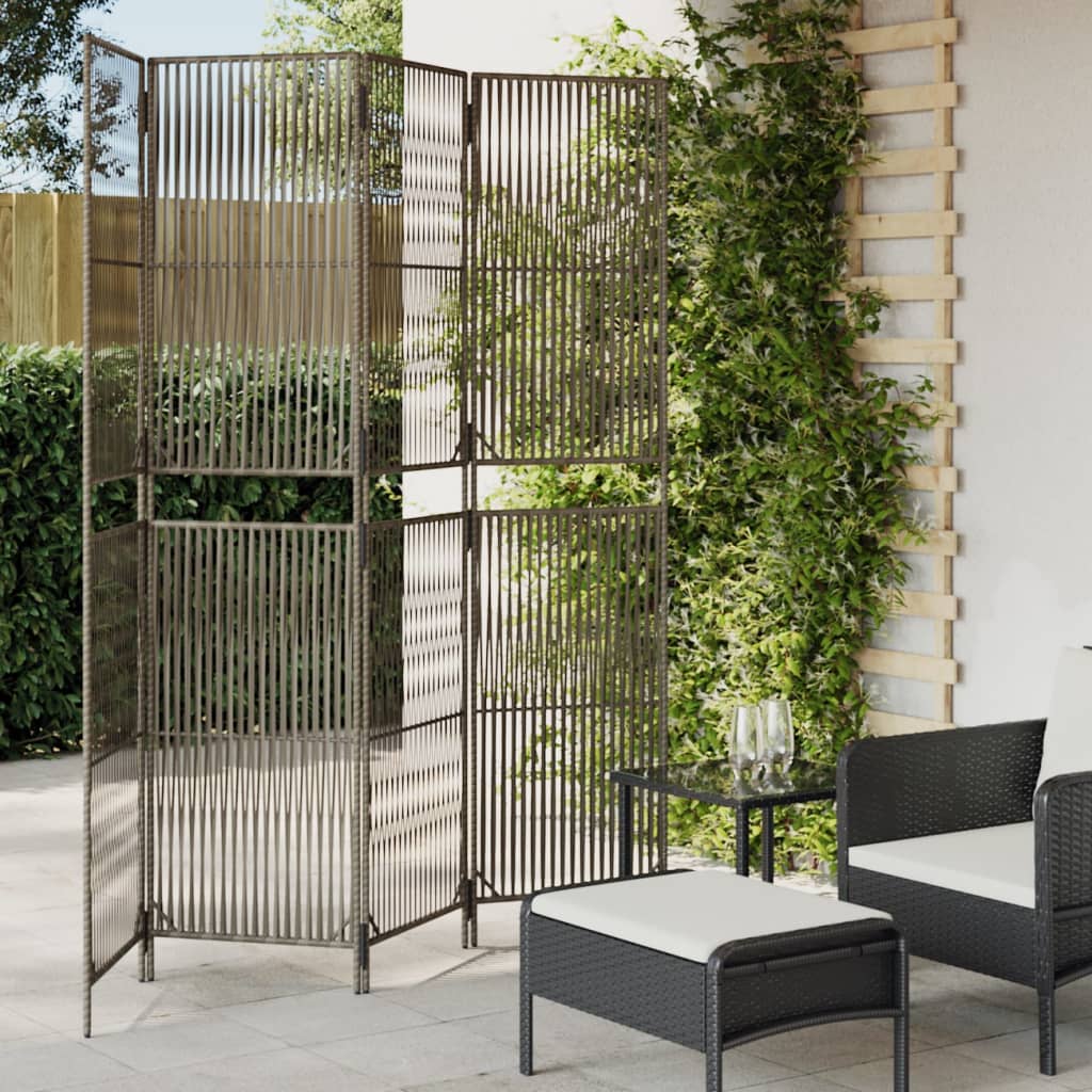 Rumdeler 6 Paneler Polyrattan Grå