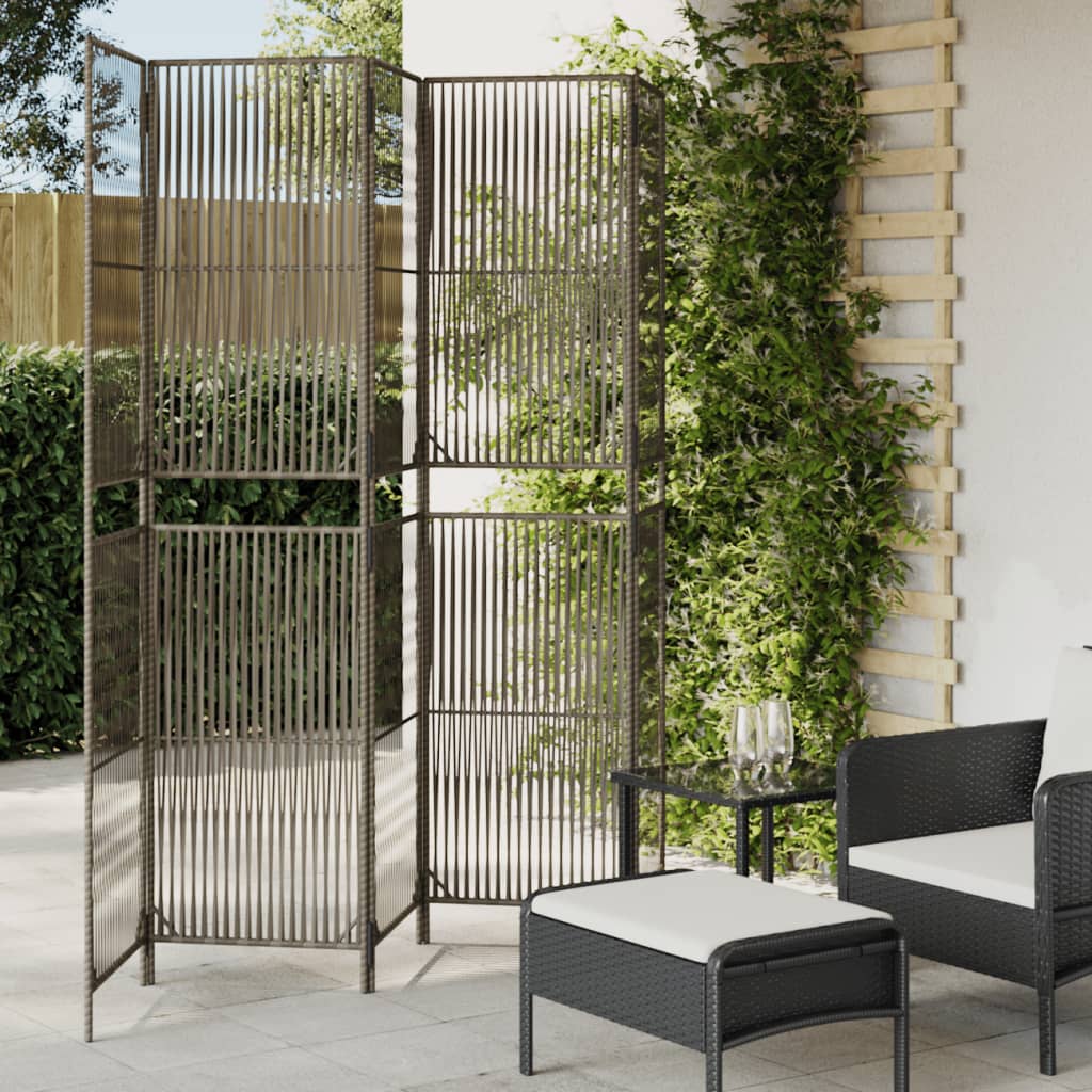 Rumdeler 6 Paneler Polyrattan Grå