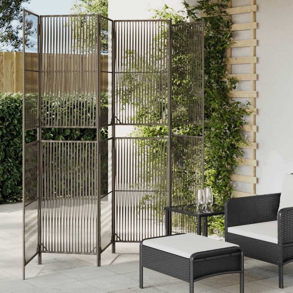 Rumdeler 6 Paneler Polyrattan Grå