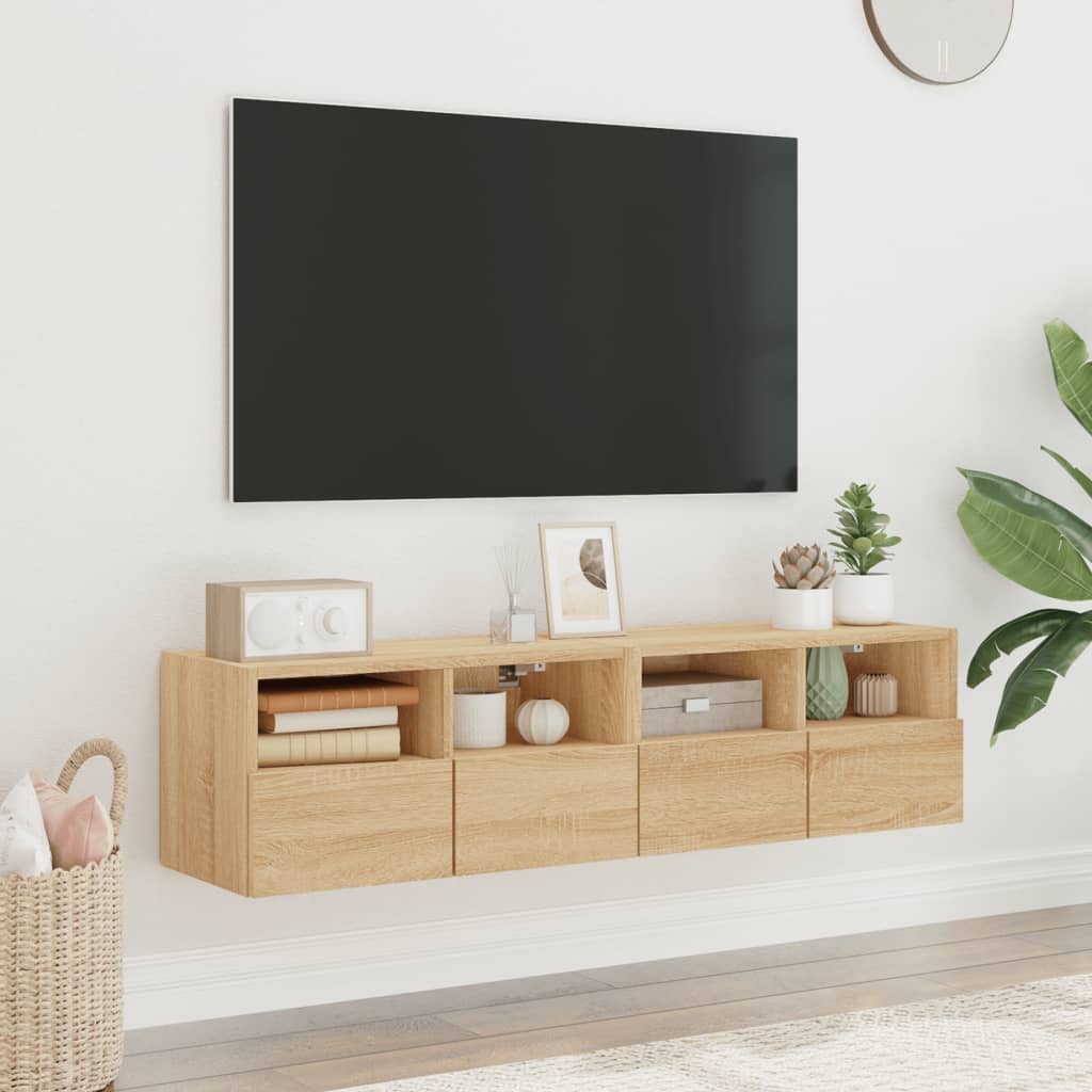Væghængte Tv-Borde 2 Stk. 60X30X30 Cm Konstrueret Træ