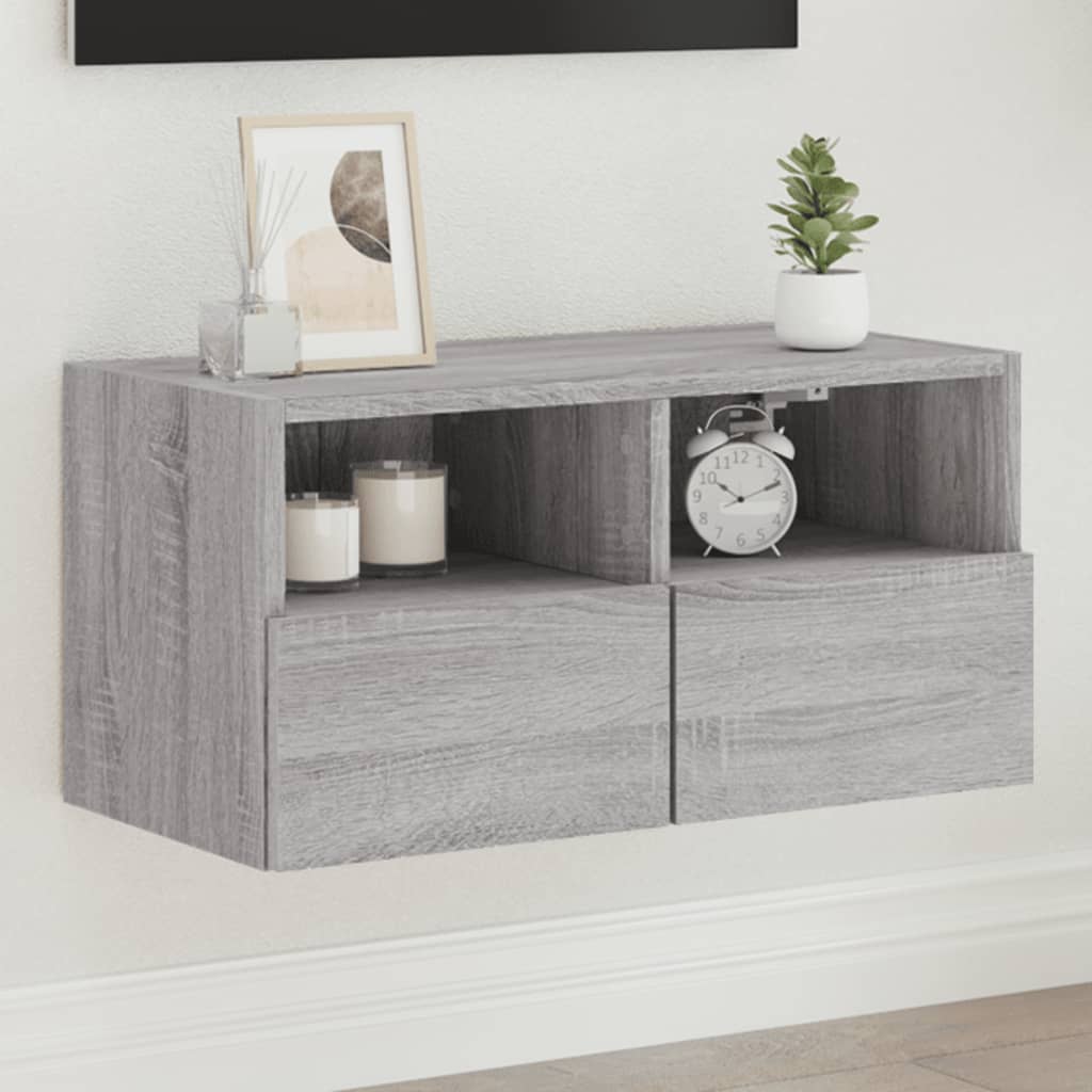 Væghængte Tv-Borde 2 Stk. 60X30X30 Cm Konstrueret Træ