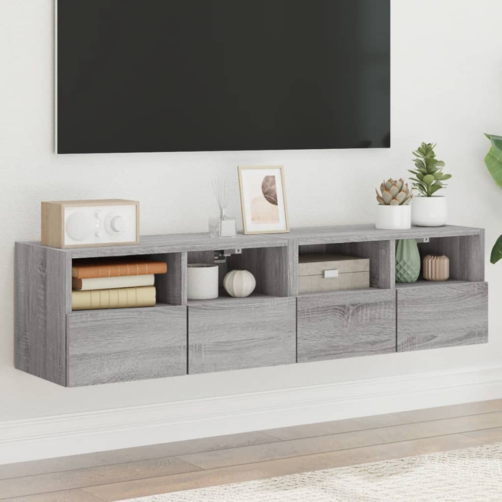 Væghængte Tv-Borde 2 Stk. 60X30X30 Cm Konstrueret Træ