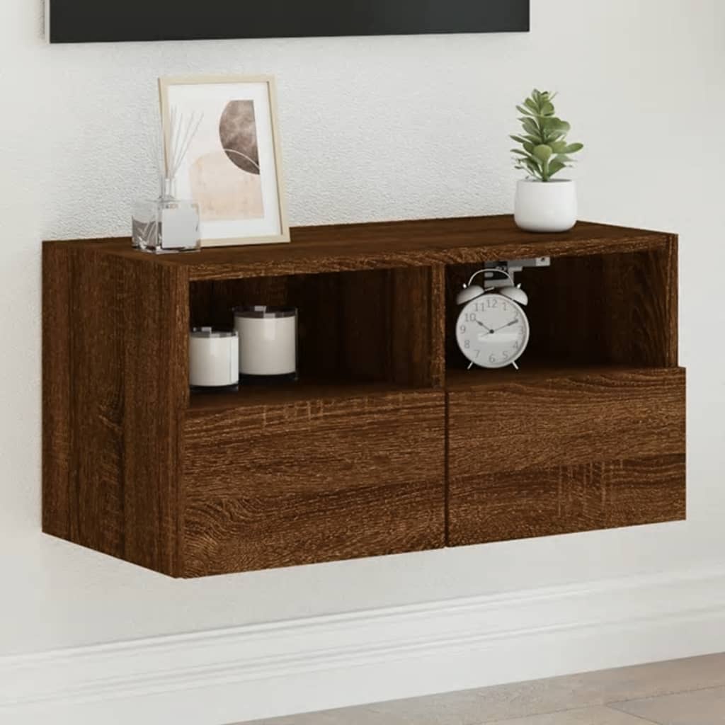 Væghængte Tv-Borde 2 Stk. 60X30X30 Cm Konstrueret Træ