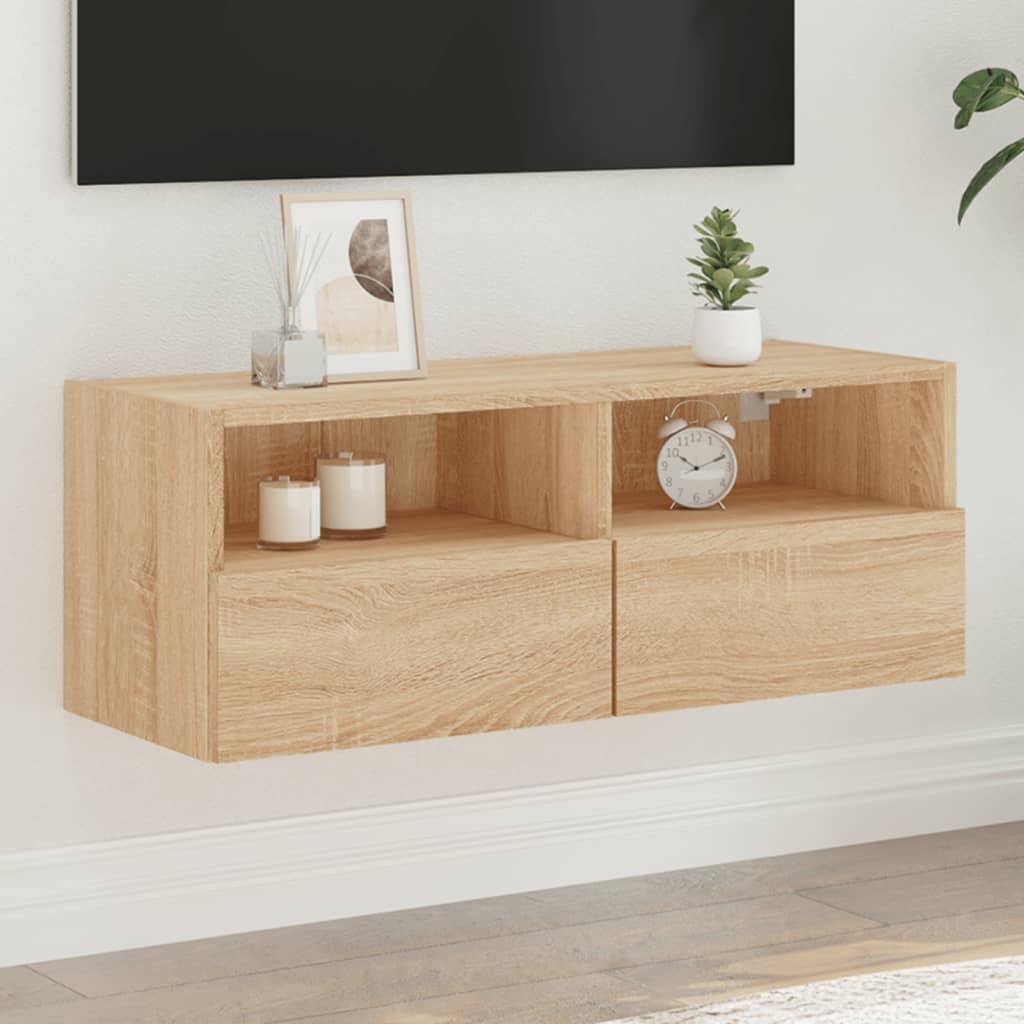 Væghængte Tv-Borde 2 Stk. 60X30X30 Cm Konstrueret Træ
