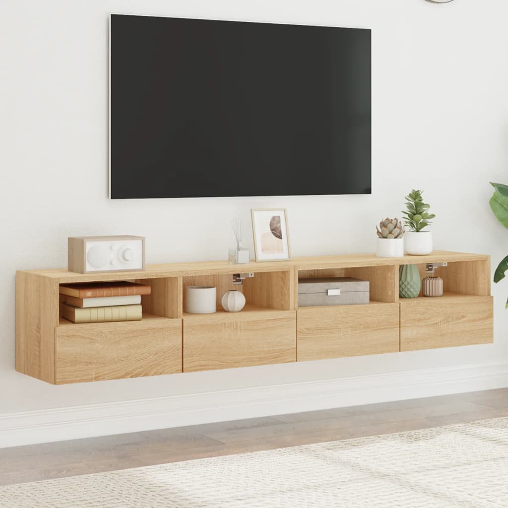Væghængte Tv-Borde 2 Stk. 60X30X30 Cm Konstrueret Træ