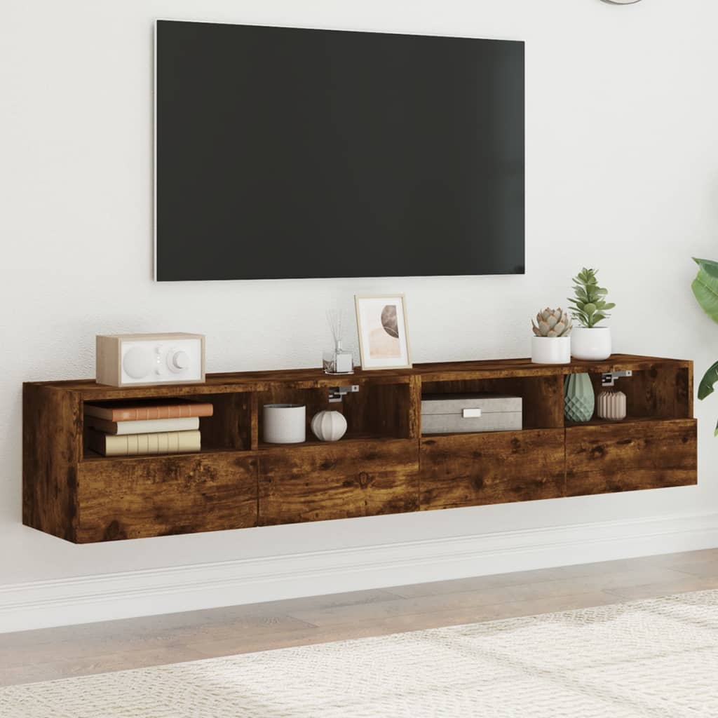 Væghængte Tv-Borde 2 Stk. 60X30X30 Cm Konstrueret Træ