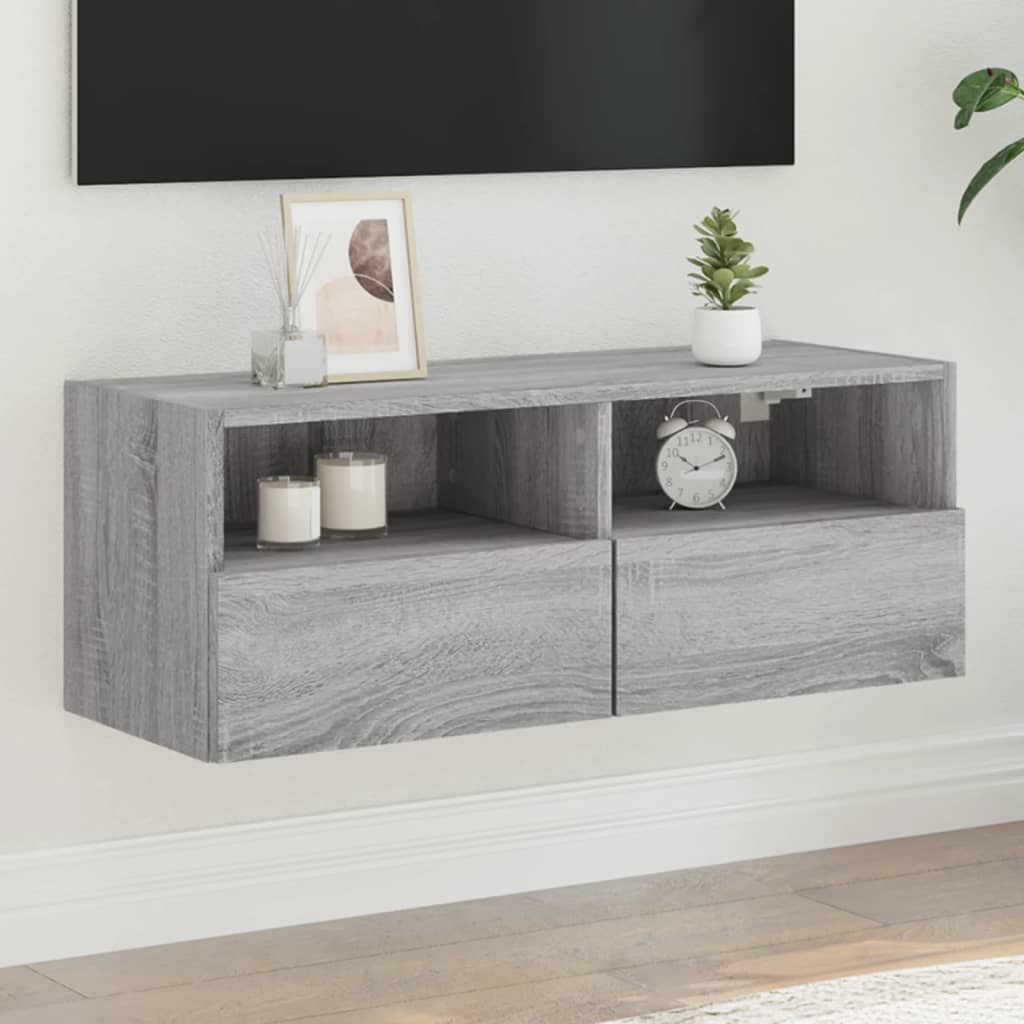 Væghængte Tv-Borde 2 Stk. 60X30X30 Cm Konstrueret Træ