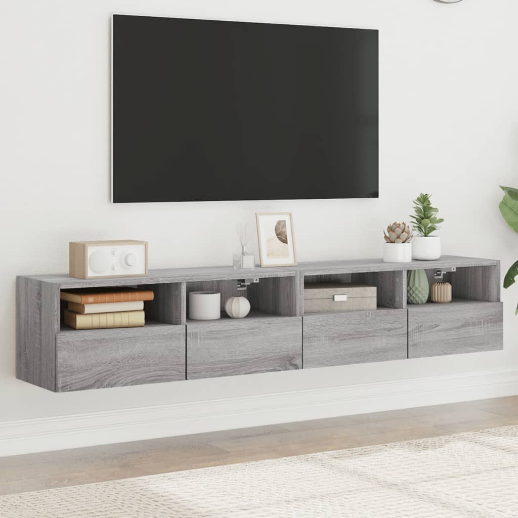 Væghængte Tv-Borde 2 Stk. 60X30X30 Cm Konstrueret Træ