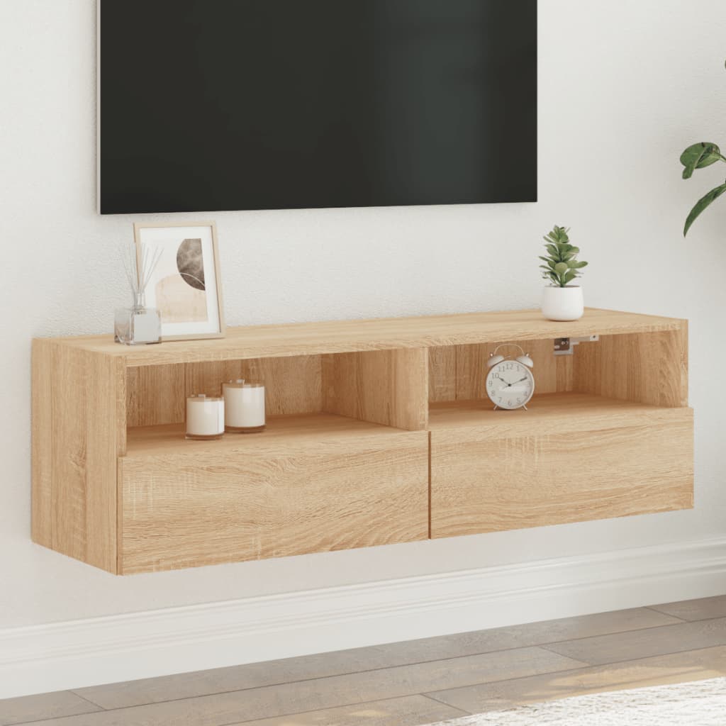 Væghængte Tv-Borde 2 Stk. 60X30X30 Cm Konstrueret Træ