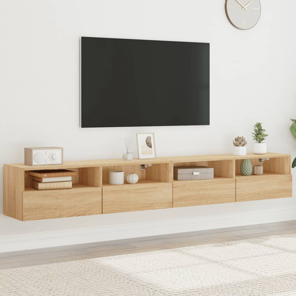Væghængte Tv-Borde 2 Stk. 60X30X30 Cm Konstrueret Træ