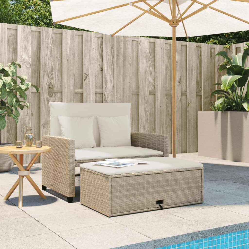 2-Personers Havesofa Med Hynder Poly Beige