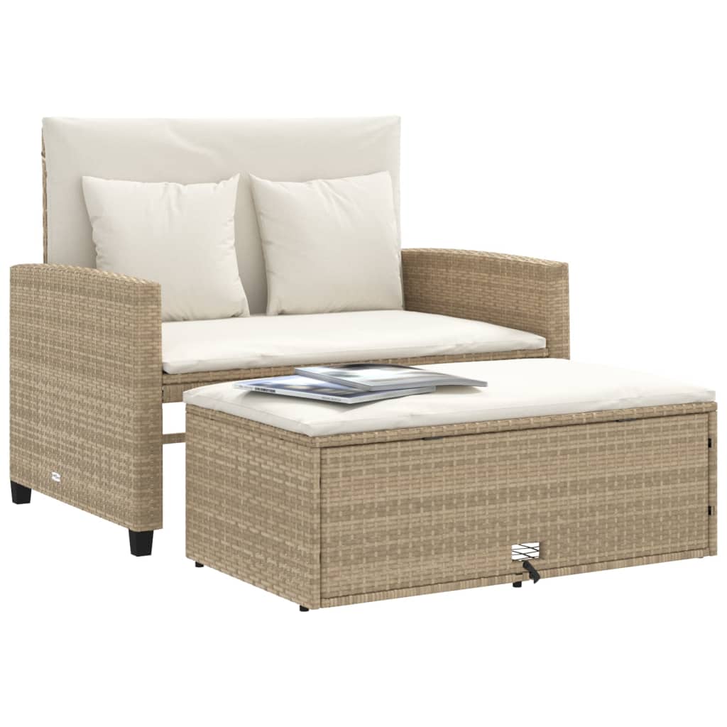 2-Personers Havesofa Med Hynder Poly Beige