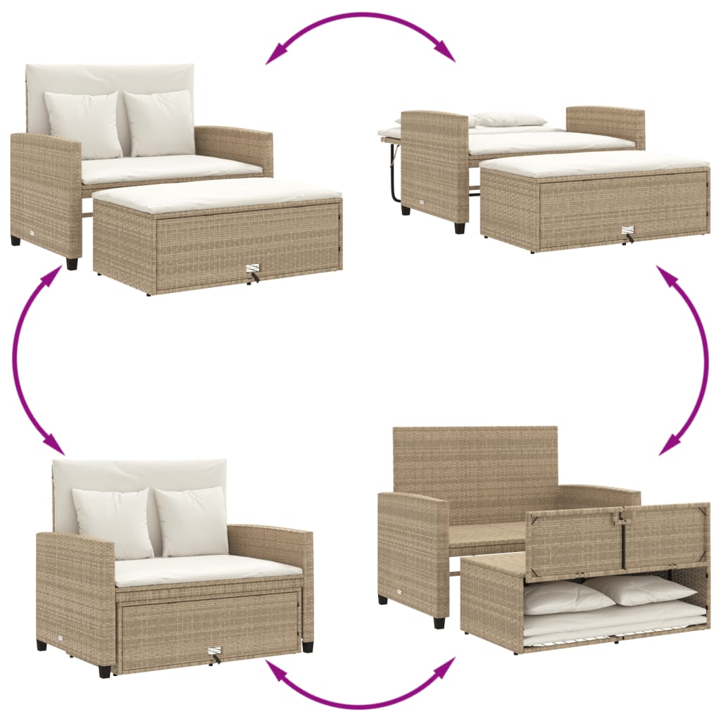2-Personers Havesofa Med Hynder Poly Beige