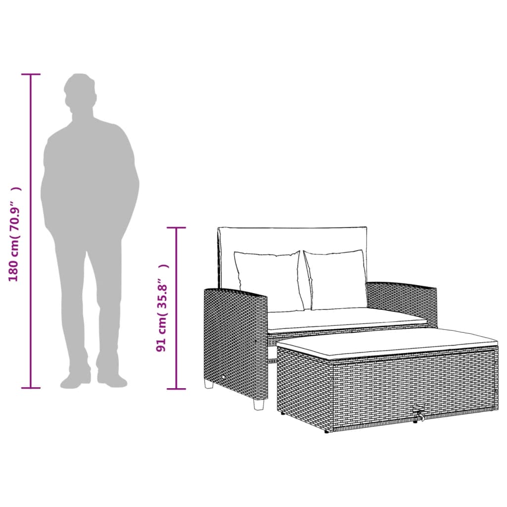 2-Personers Havesofa Med Hynder Poly Beige