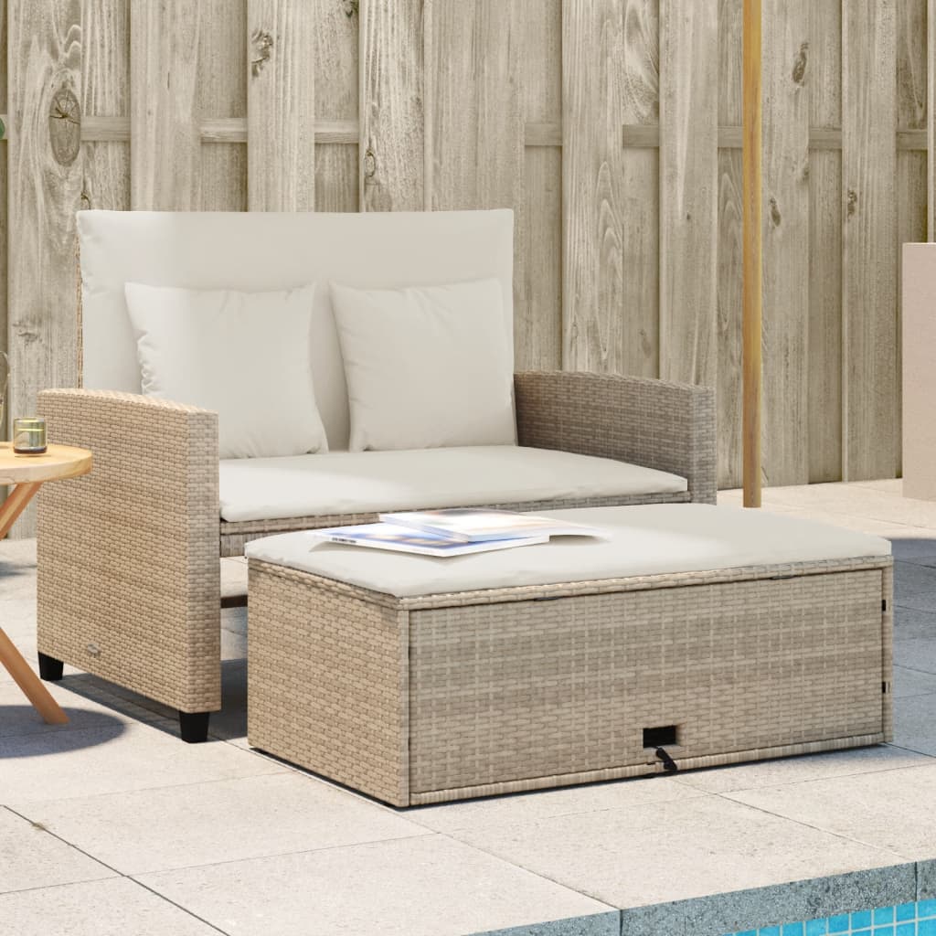 2-Personers Havesofa Med Hynder Poly Beige