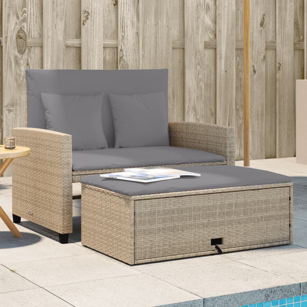 2-Personers Havesofa Med Hynder Poly Beige