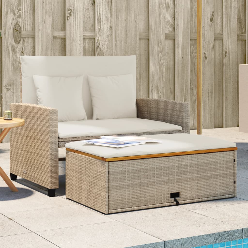 2-Personers Havesofa Med Hynder Poly Beige