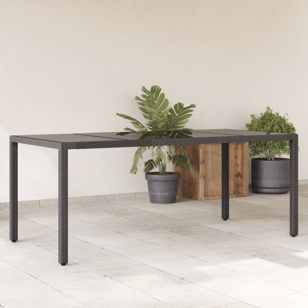 Havebord Med Glastop 190X90X75 Cm Polyrattan
