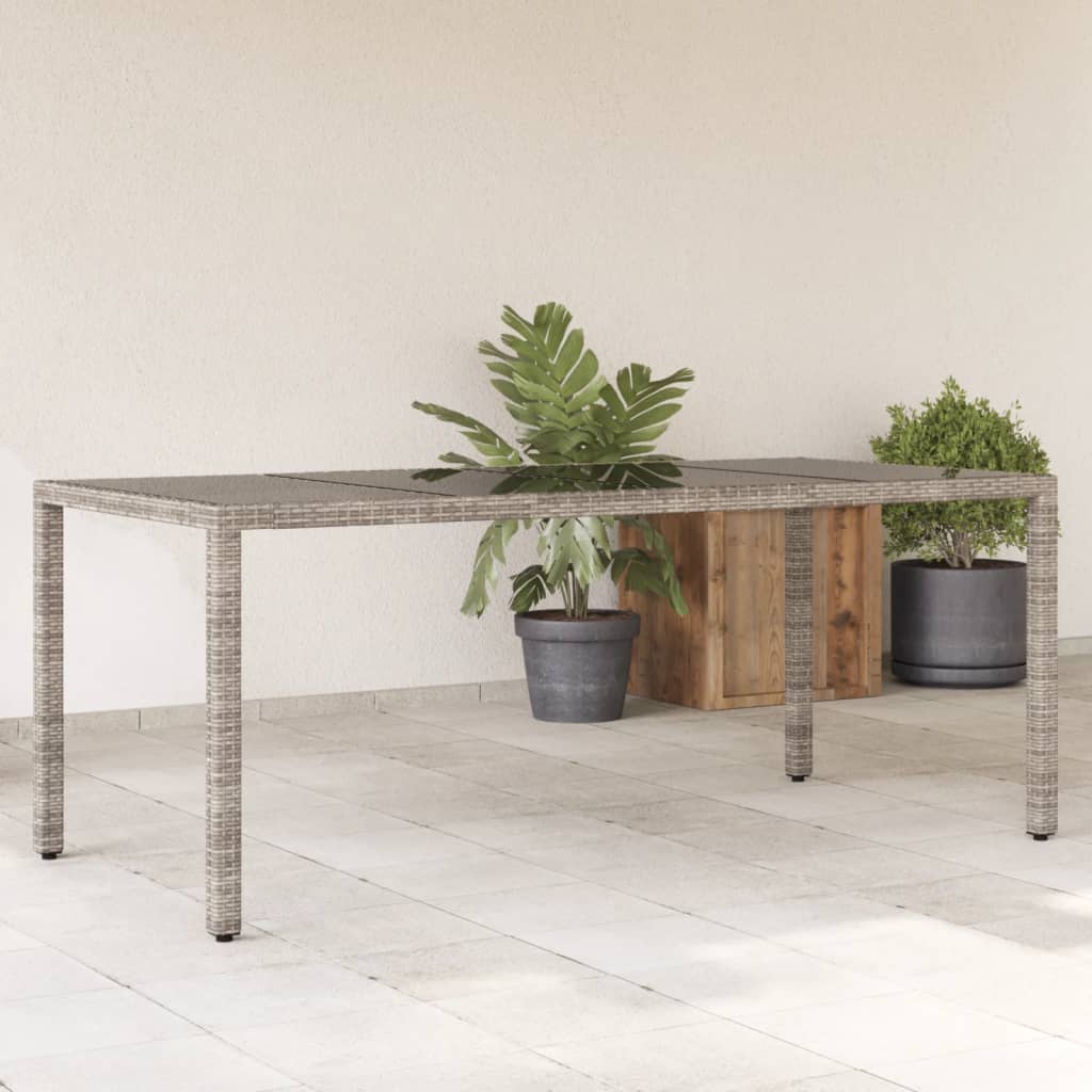 Havebord Med Glastop 190X90X75 Cm Polyrattan