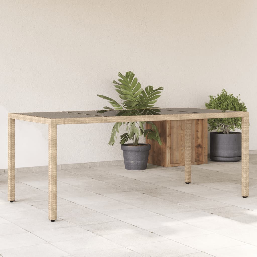 Havebord Med Glastop 190X90X75 Cm Polyrattan