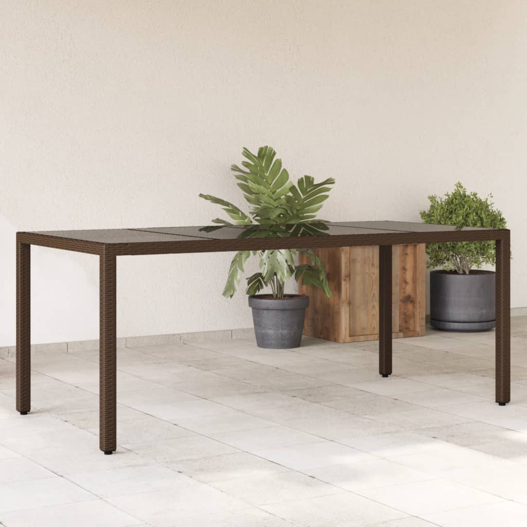 Havebord Med Glastop 190X90X75 Cm Polyrattan