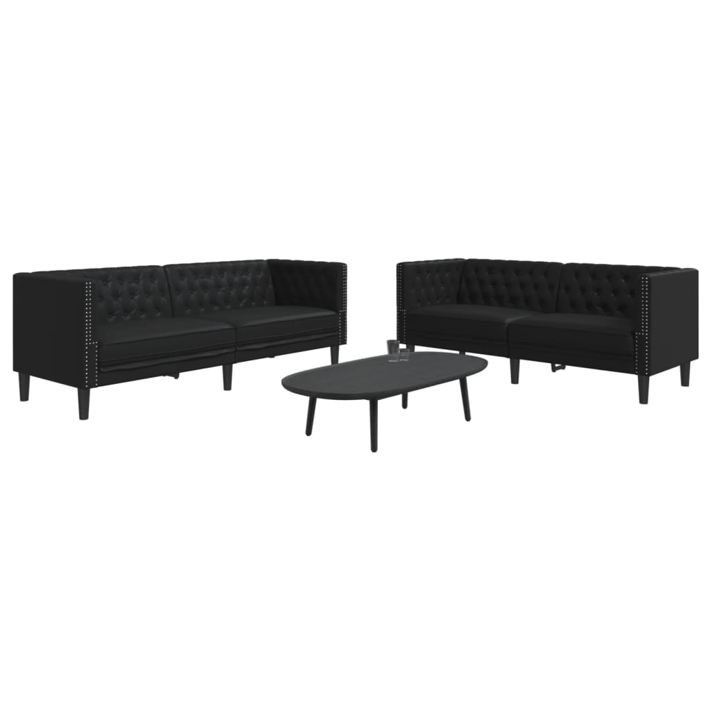 3-Personers Chesterfield-Sofasæt Kunstlæder
