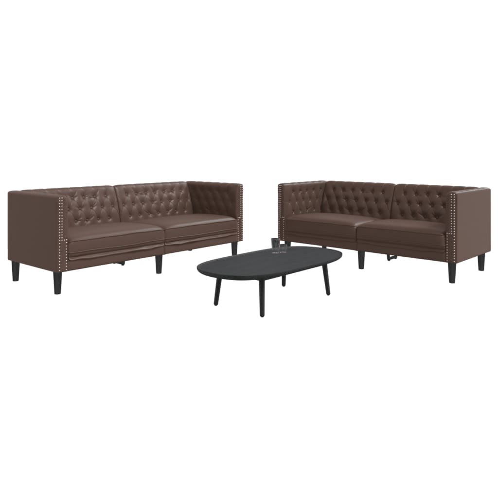 3-Personers Chesterfield-Sofasæt Kunstlæder