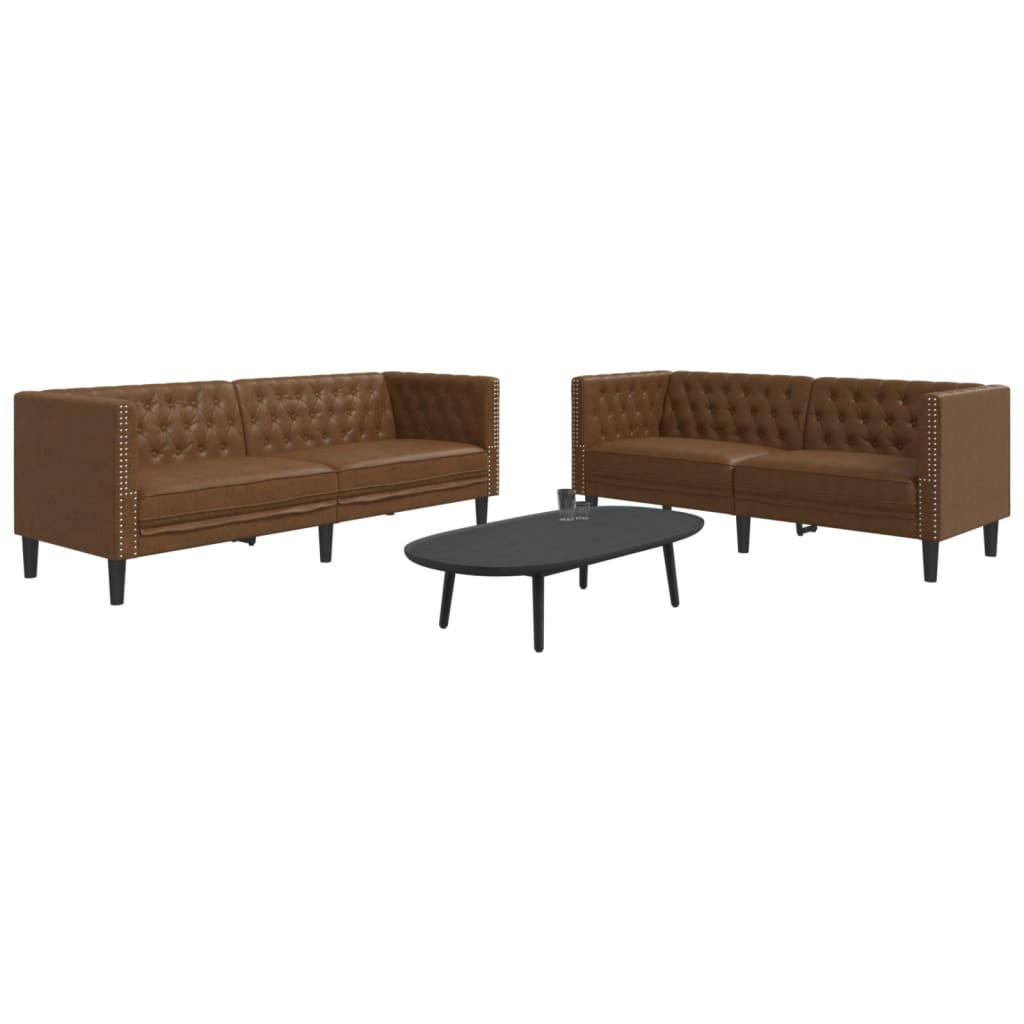 3-Personers Chesterfield-Sofasæt Kunstlæder