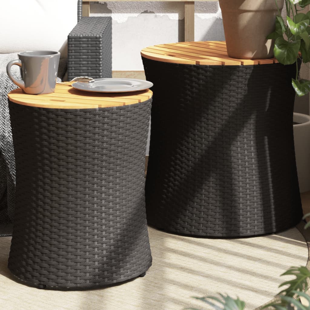 Haveborde 2 Stk. Med Træplade Polyrattan