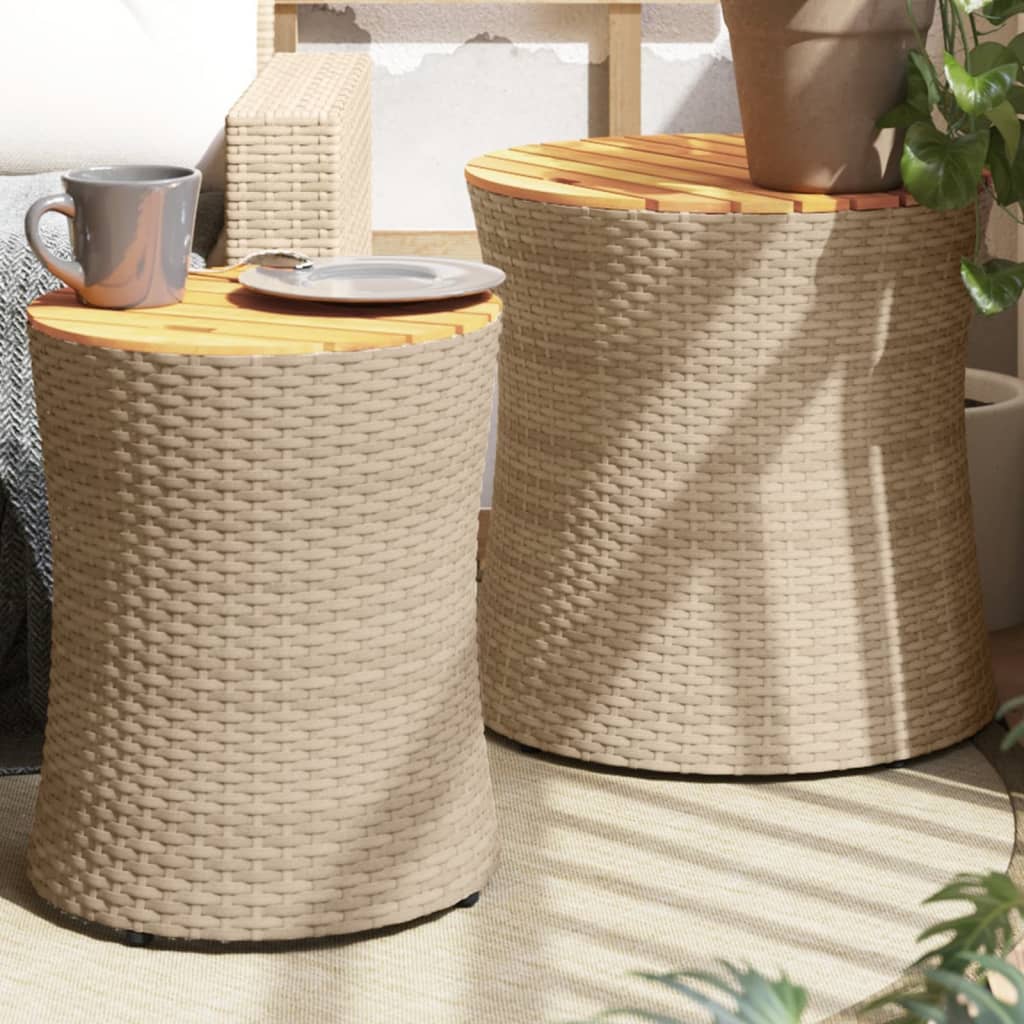 Haveborde 2 Stk. Med Træplade Polyrattan