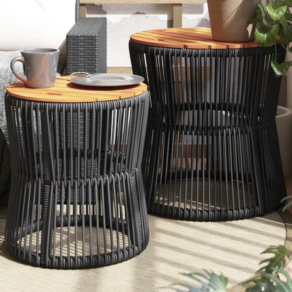 Haveborde 2 Stk. Med Træplade Polyrattan