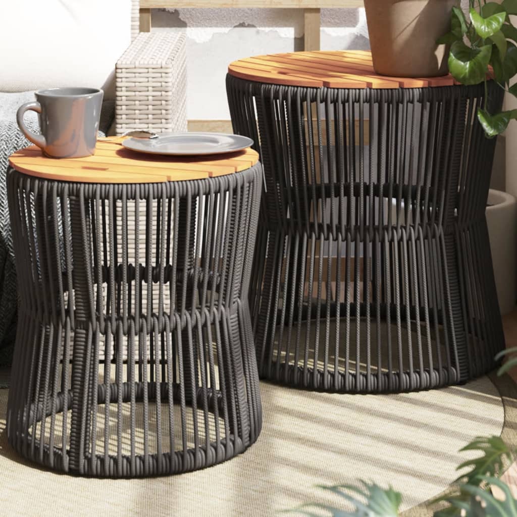 Haveborde 2 Stk. Med Træplade Polyrattan