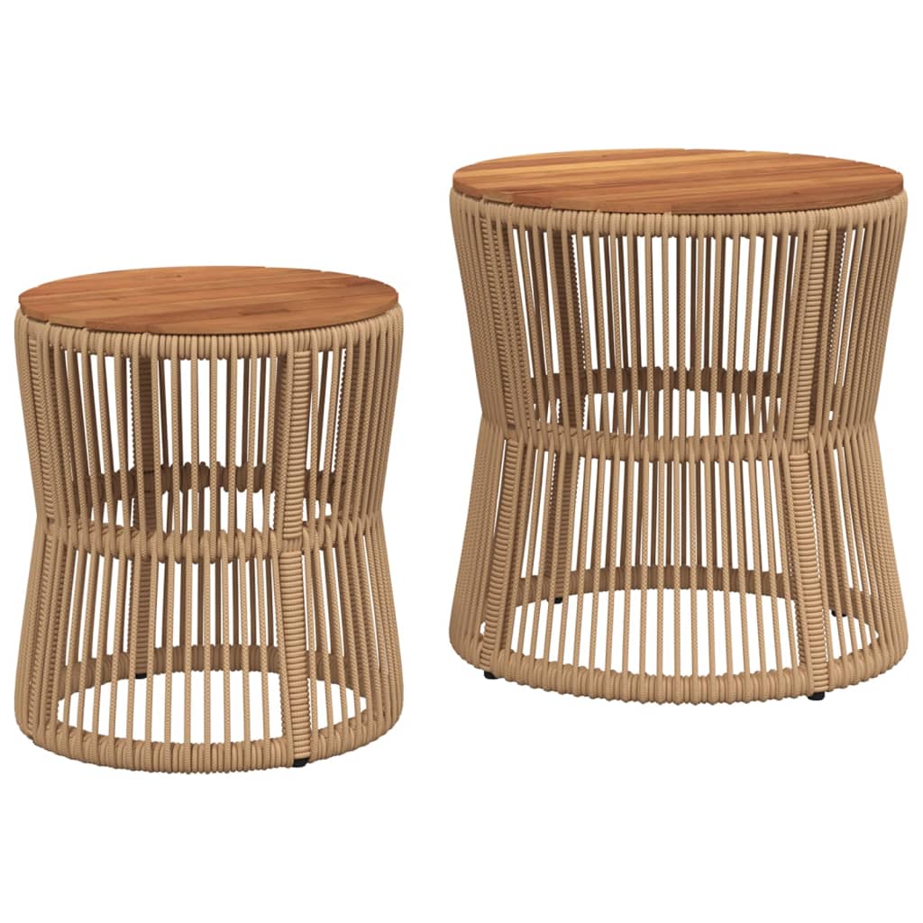 Haveborde 2 Stk. Med Træplade Polyrattan