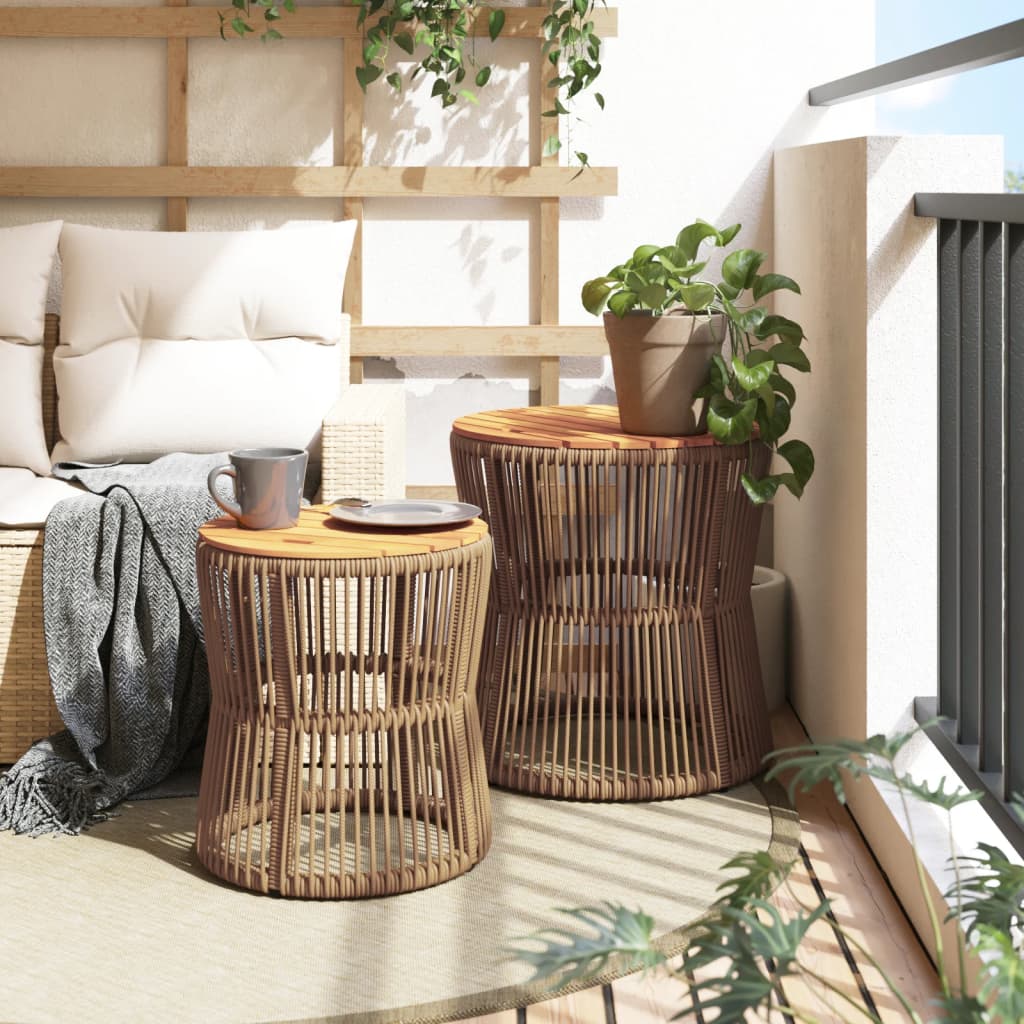 Haveborde 2 Stk. Med Træplade Polyrattan