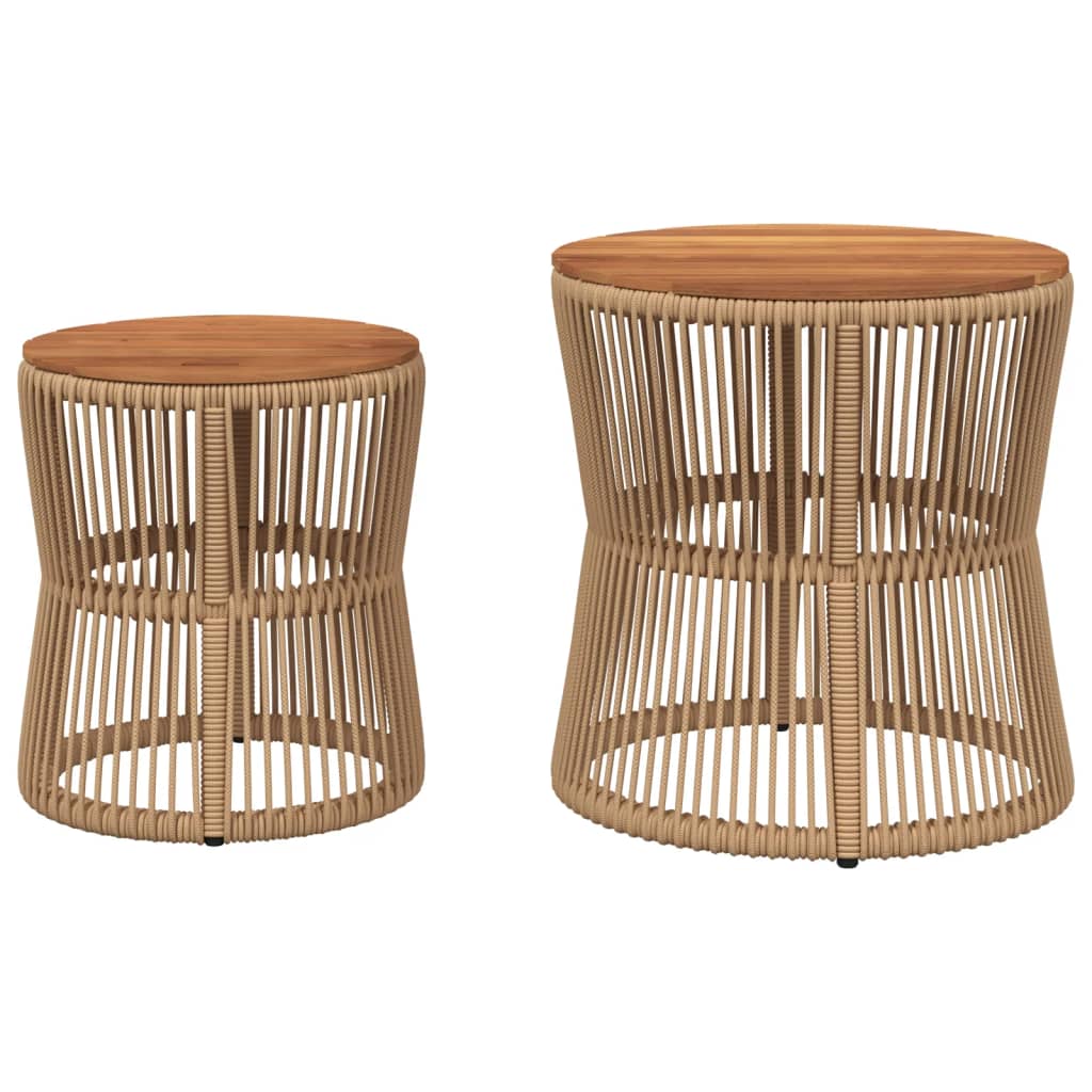 Haveborde 2 Stk. Med Træplade Polyrattan