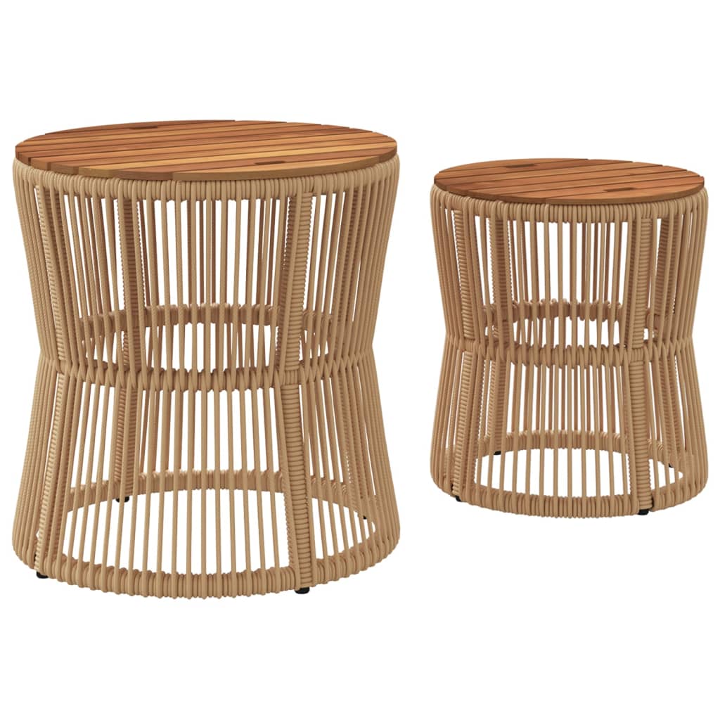 Haveborde 2 Stk. Med Træplade Polyrattan