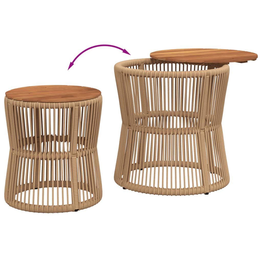 Haveborde 2 Stk. Med Træplade Polyrattan