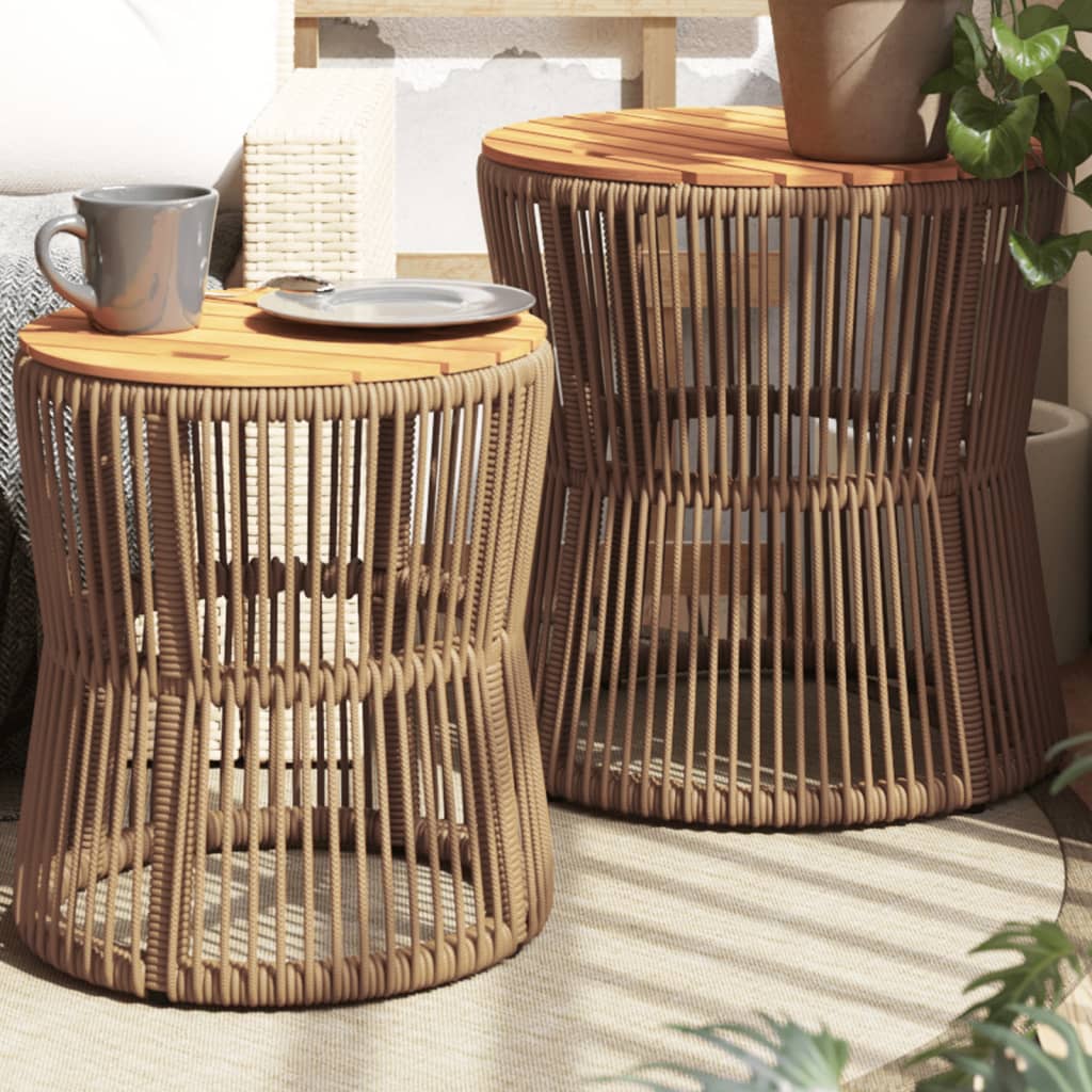 Haveborde 2 Stk. Med Træplade Polyrattan