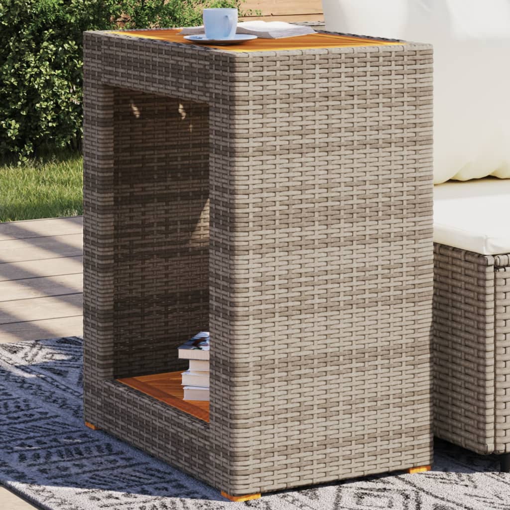 Havebord Med Trætop Polyrattan Sort