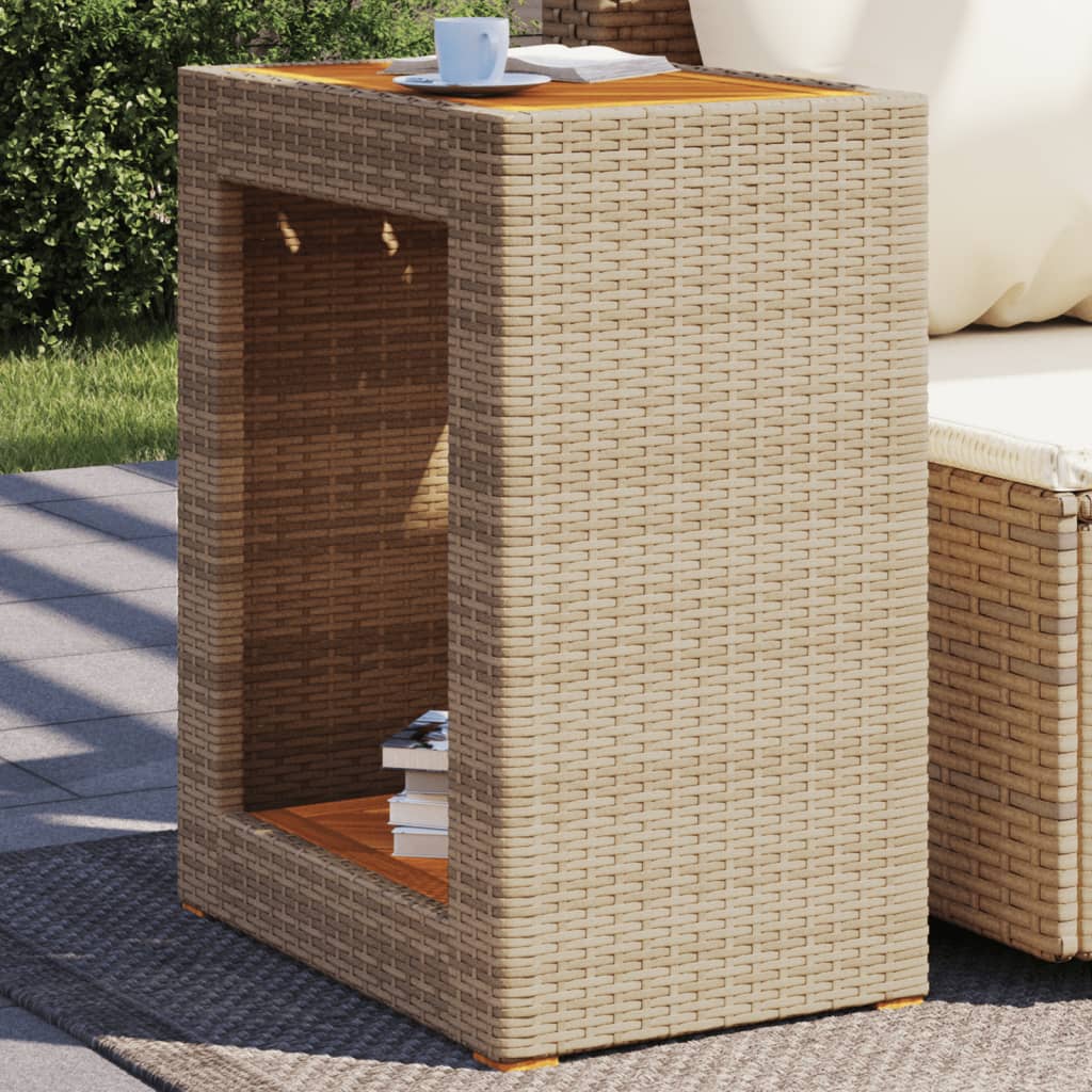 Havebord Med Trætop Polyrattan Sort