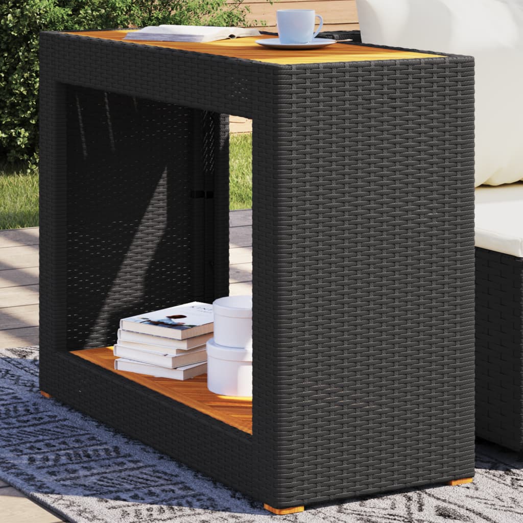 Havebord Med Trætop Polyrattan Sort