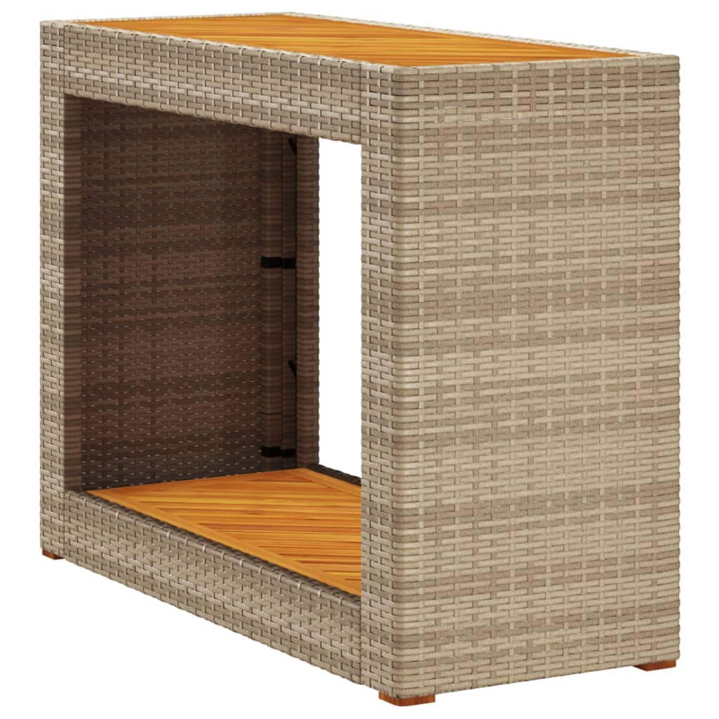 Havebord Med Trætop Polyrattan Sort