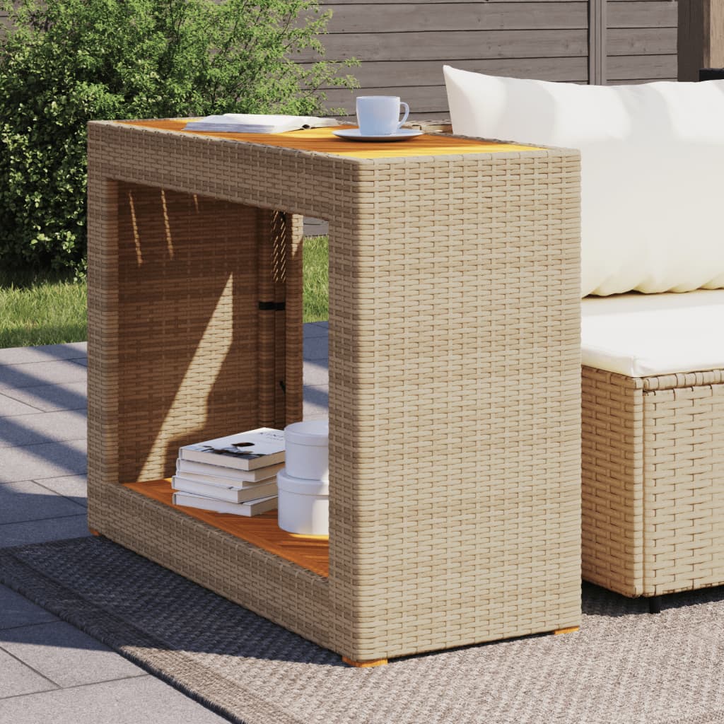 Havebord Med Trætop Polyrattan Sort