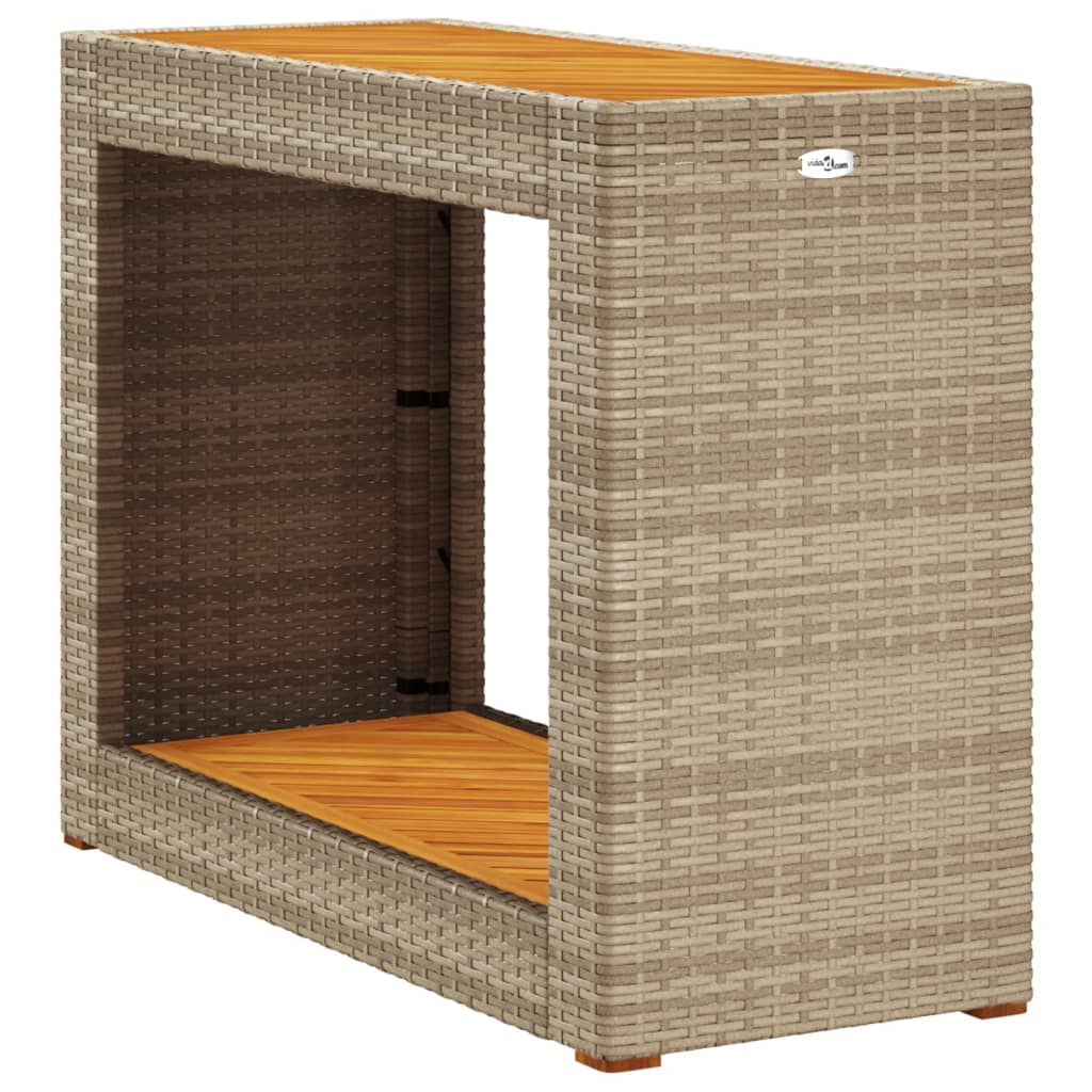 Havebord Med Trætop Polyrattan Sort
