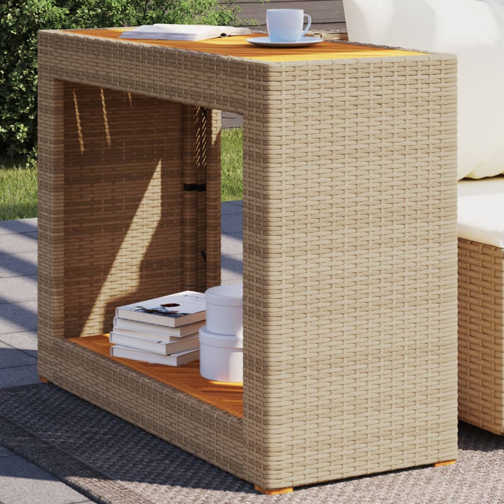 Havebord Med Trætop Polyrattan Sort